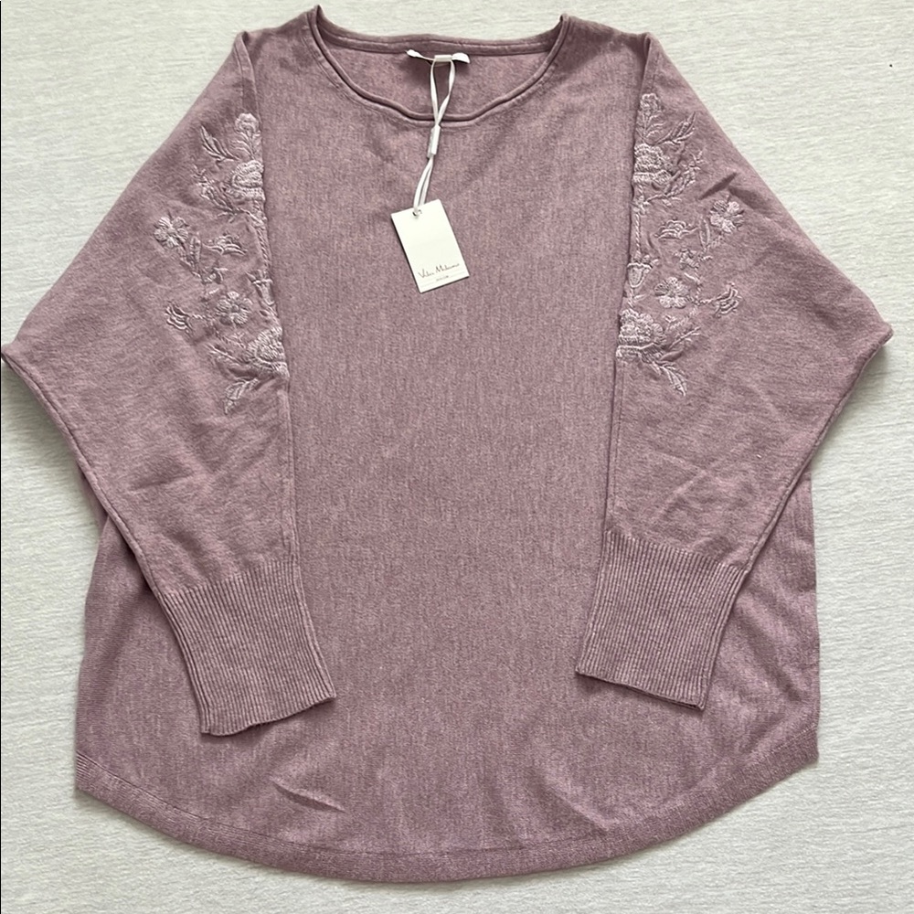NWT Vila Milano Women's Heather Mauve Embroidered Top size L